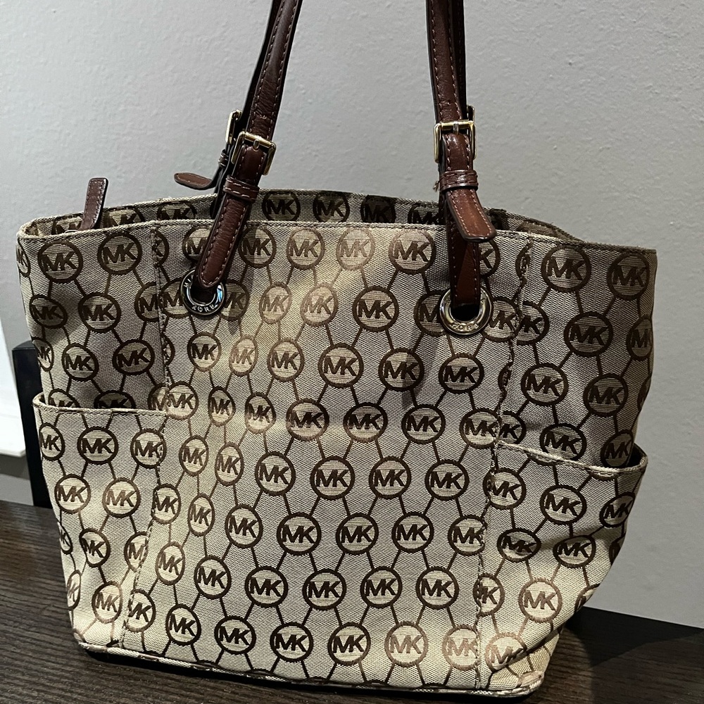 Michael Kors brown and tan tote lightly used